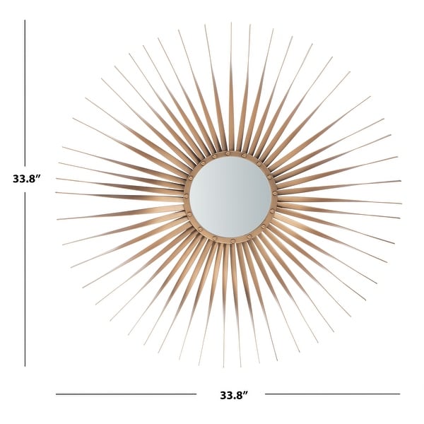 SAFAVIEH Lachlyn 34-inch Gold Sunburst Round Mirror - 33.8" W x 1.5" L x 33.8" H