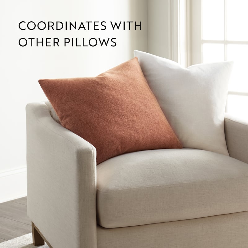 Washed and Distressed Cotton Decor Throw Pillow in Stone Washed