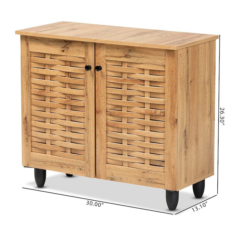 Winda Modern Oak Brown Finished Wood 2-Door Shoe Cabinet