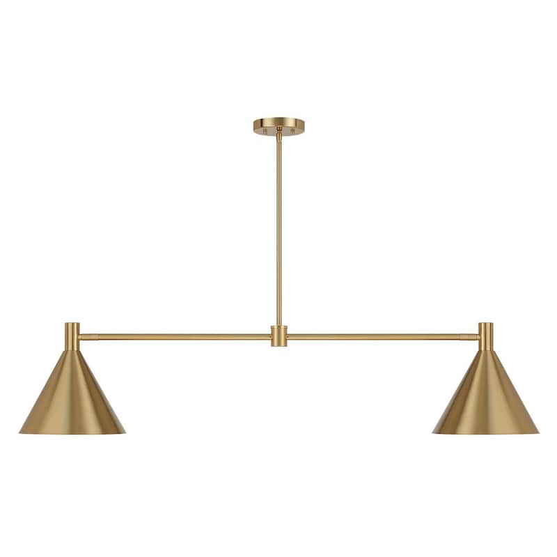 Pharos 2-Light Linear Chandelier in Noble Brass by Breegan Jane