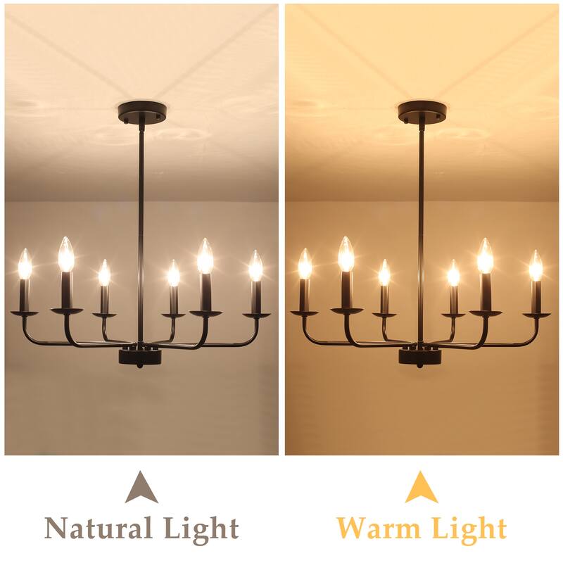 24.01 in. Modern Farmhouse Chandelier , 6-Light French Country Chandelier for Dining Room Living Room Bedroom Kitchen
