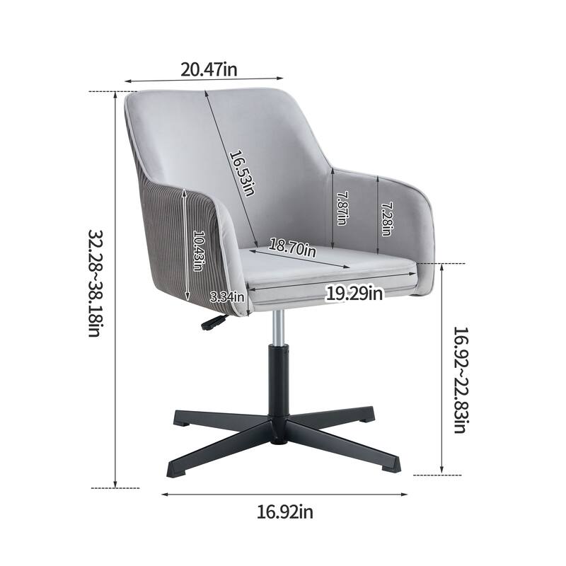 Modern 360 Degree Swivel Velvet Kitchen Dining Chair with Cushion, Metal Legs, No Wheels for Dining Room Kitchen Living Room