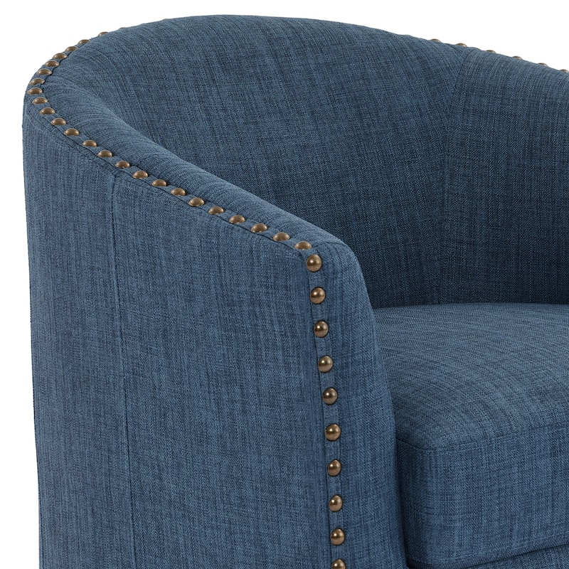 Modern Swivel Barrel Chair with Nailhead Trim