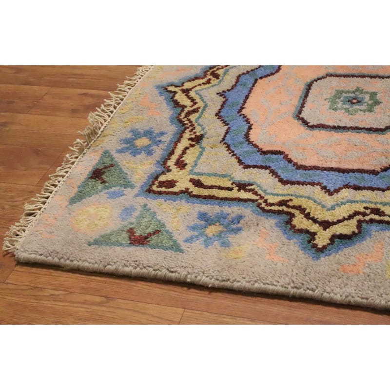 Hand Knotted Oriental 100% Wool Carpet Traditional Geometric Beige & Ivories Kazak Runner Rug - 8' 0'' X 2' 5''