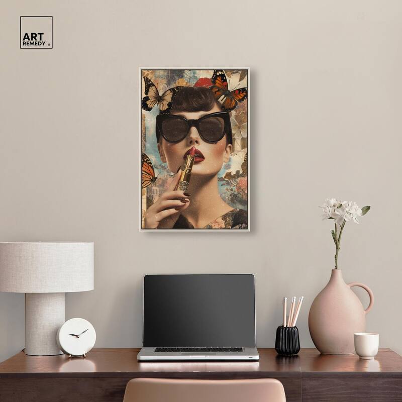 Iconic Lady Butterfly Collage II Canvas by Art Remedy