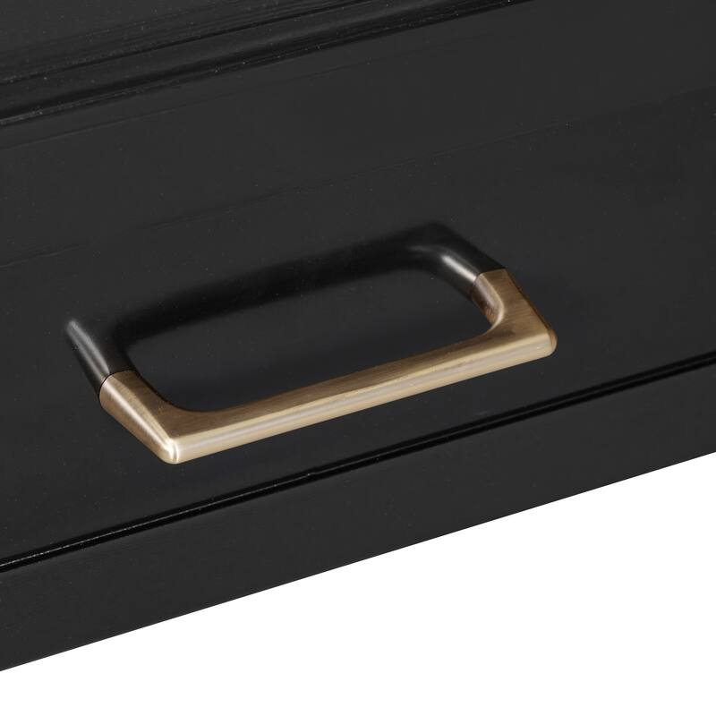Elegant Vanity Makeup Table & Chair Set, Modern Dressing Table with Organizer, Writing Desk, Charging Port, Black