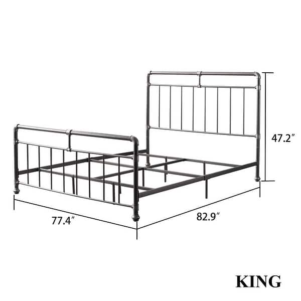 dimension image slide 1 of 2, Corvus Meitner Vintage Charcoal Metal Bed