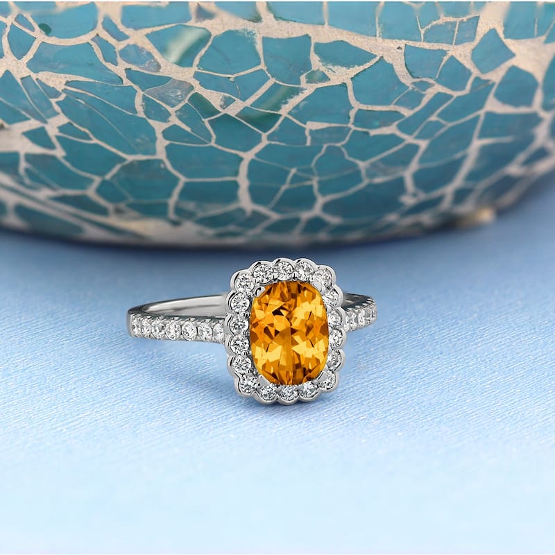 Auriya Vintage 1 1/3ct Cushion-cut Citrine Halo Diamond Engagement Ring 1/2ctw 14k Gold