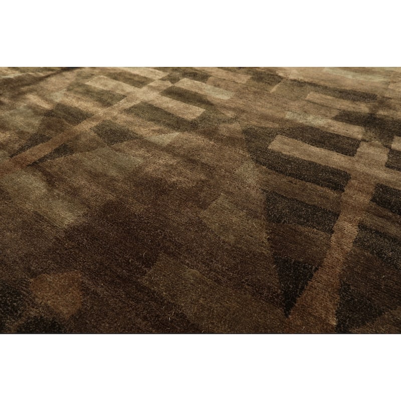8'2''x10'2'' Tibetano Hand Knotted Wool Moss Tibetan Modern & Contemporary Rug - 8' 2'' x 10' 2''