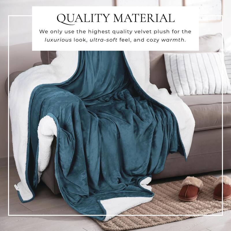 Linery & Co. Velvet Plush Reversible Sherpa Bed Blanket