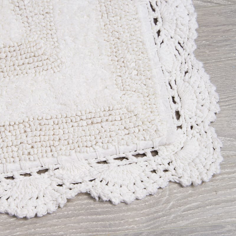 Laura Ashley Reversible Cotton Crochet Bath Rug