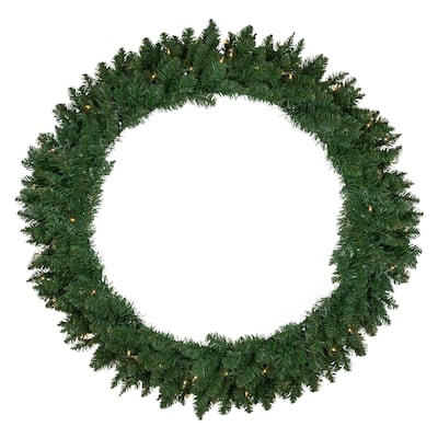 Pre-Lit Everett Pine Artificial Christmas Wreath 48-Inch Clear Lights - 48"