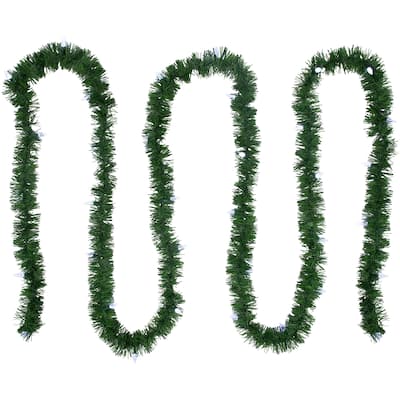 18' Pre-Lit Pine Artificial Christmas Garland - Pure White LED Faceted Lights