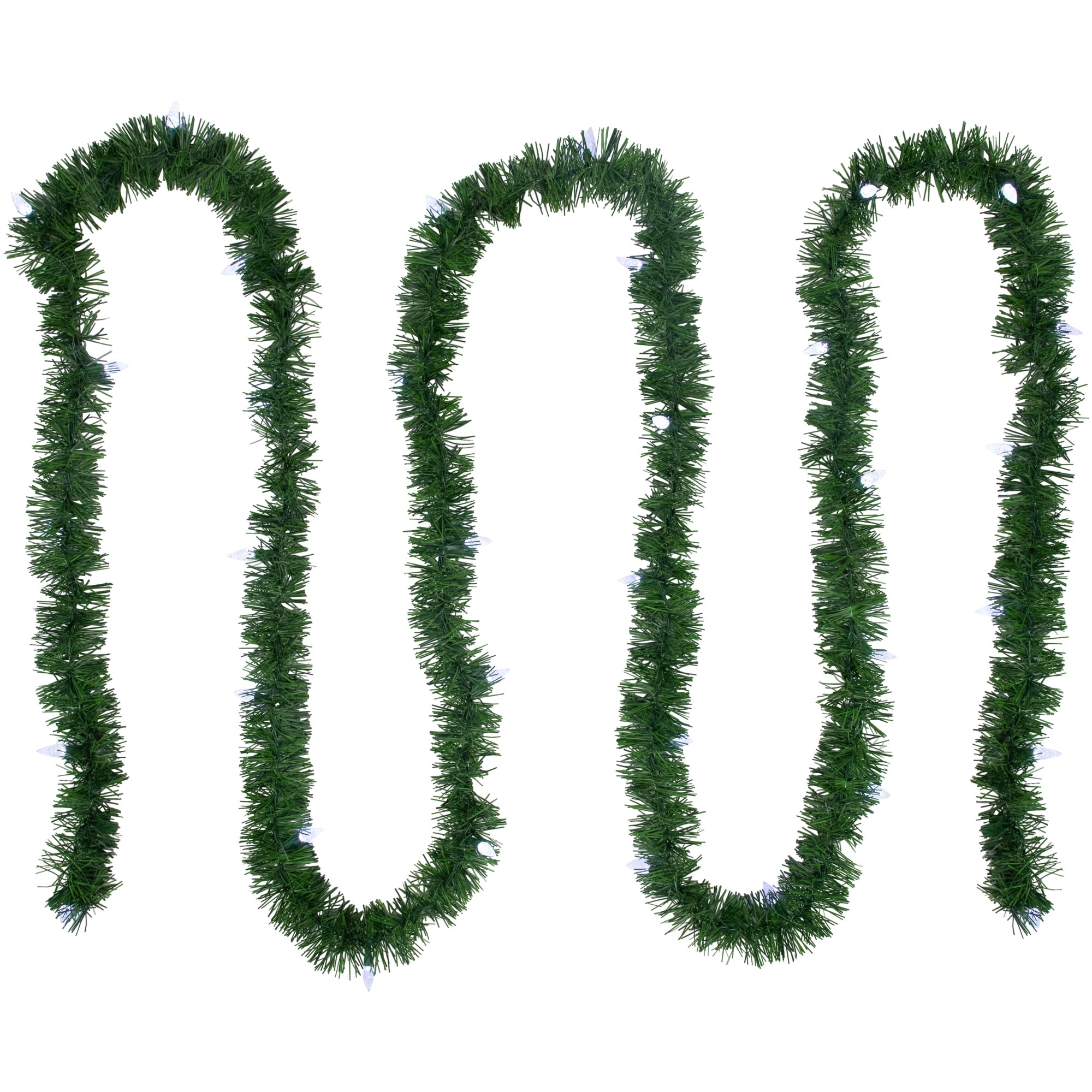 18' Pre-Lit Pine Artificial Christmas Garland - Pure White LED Faceted Lights