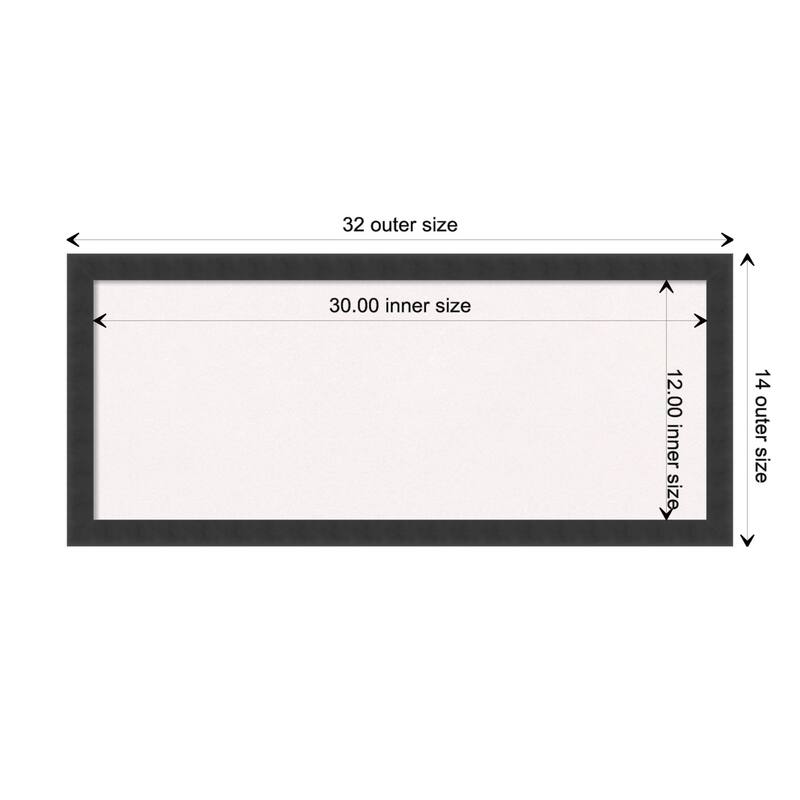 Mezzanotte Black Wood Framed White Corkboard Bulletin Board - Board Size 30x12