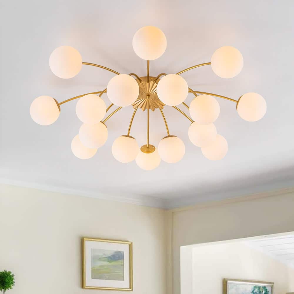 Option Brass-16 Light Semi Flush Mount