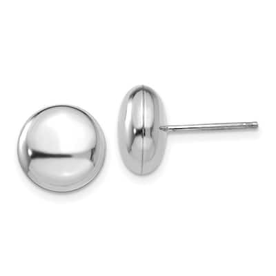 Curata 14k White Gold Polished 10.5mm Button Post Earrings