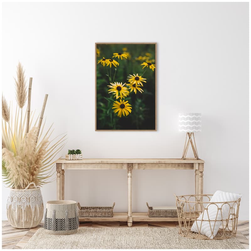Kate and Laurel Sylvie Yellow Daisy Floral Blooms Framed Canvas by Patricia Hasz of Patricia Rae Photography