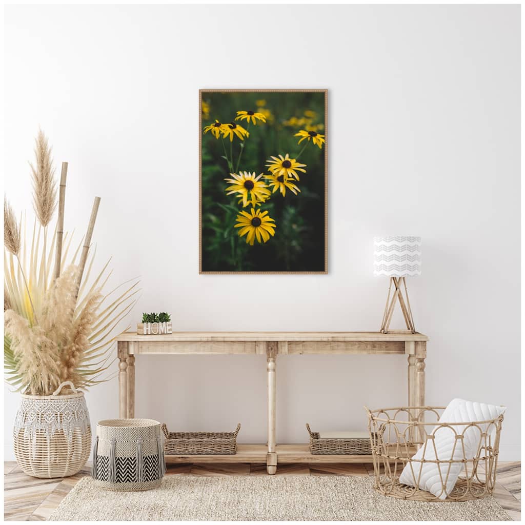 Kate and Laurel Sylvie Yellow Daisy Floral Blooms Framed Canvas by Patricia Hasz of Patricia Rae Photography