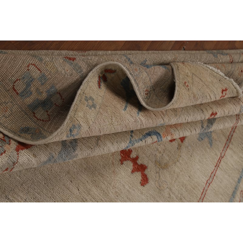 Transitional Vegetable Dye Oushak Turkish Rug Handmade Wool Carpet - 7'11"x 10'2"