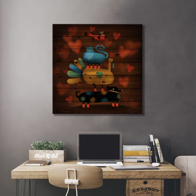 Freindsgiving! Print On Wood by Terry Runyan - Multi-Color