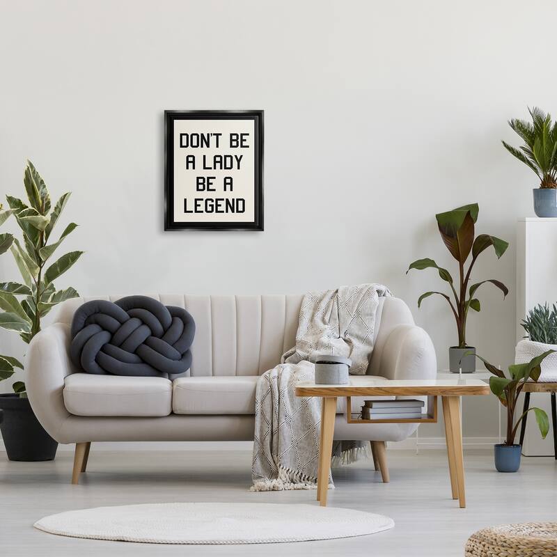 Stupell Lady Legend Phrase Framed Floater Canvas Wall Art Design by Daphne Polselli