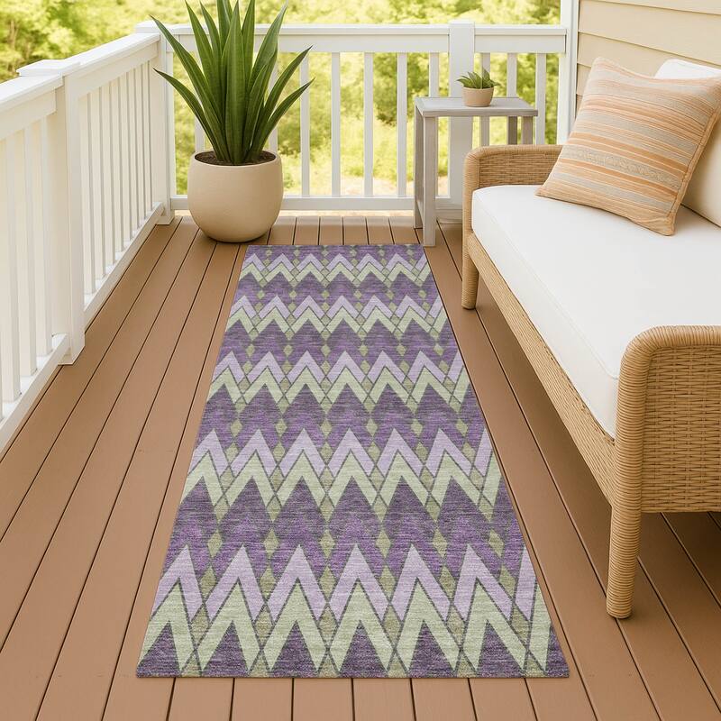 Machine Washable Indoor/ Outdoor Modern Baxter Chantille Rug - Purple - 2'3" x 7'6"