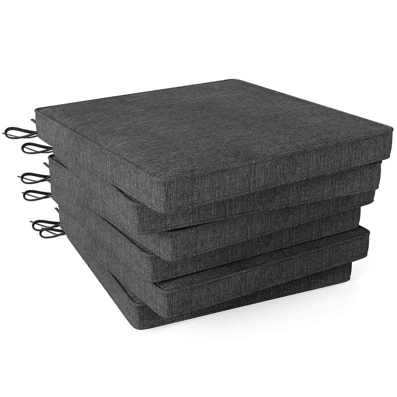Set of 2/4/6 Patio Cushions Outdoor Square Chair Seat Cushion - Grey - 6 pcs