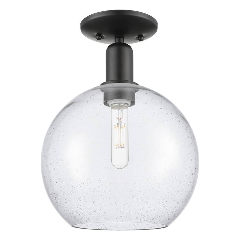 Innovations Lighting Endless Possibilities Arcadia - Athens - 1 Light 10" Semi-Flush Mount - Seedy/Matte Black