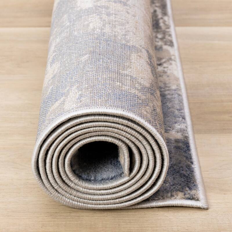 Leonardo Grey Blue Abstract Area Rug