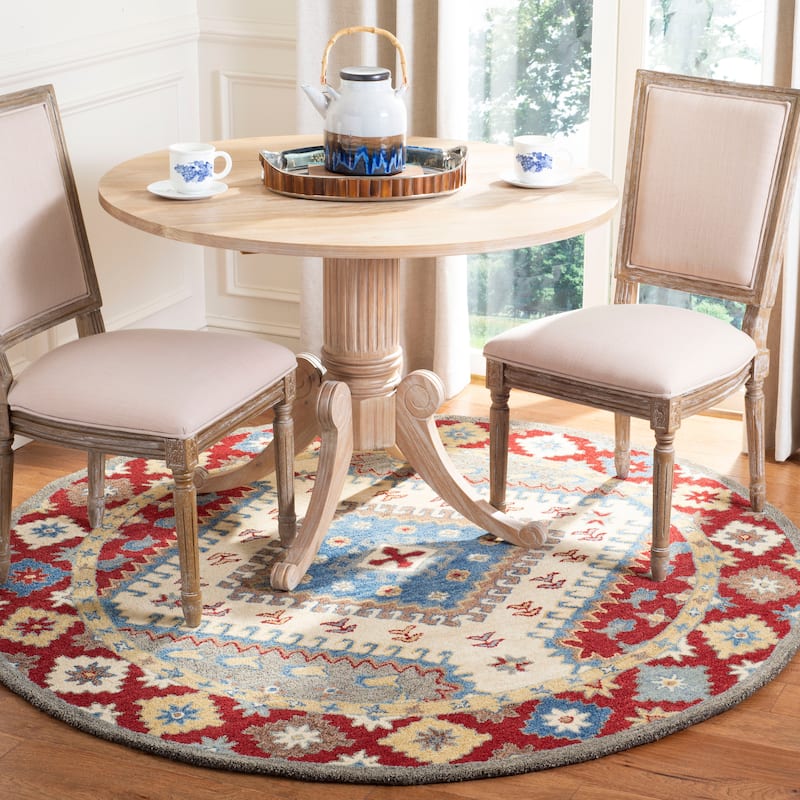 SAFAVIEH Handmade Antiquity Geirlaug Traditional Oriental Wool Rug - 6' Round - Red/Ivory