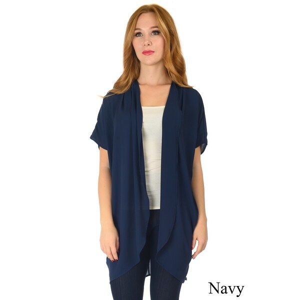 navy chiffon cardigan