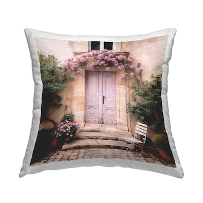 Stupell Floral Pink Door Printed Outdoor Throw Pillow Design by Riley B