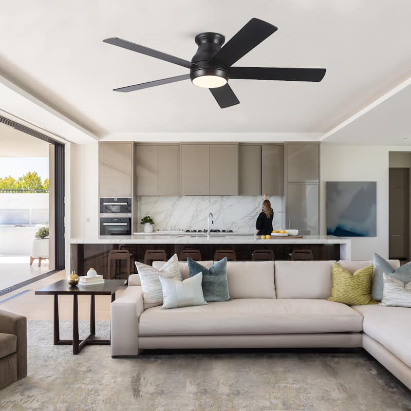 52"Low Profile Ceiling Fan with Lights Remote Control for Patio Living Room,Bedroom,Office,Indoor Outdoor