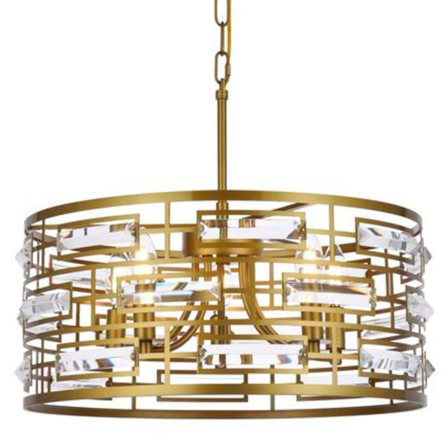 Elegant Lighting 1108D19 Kennedy 5 Light 19" Wide Crystal Pendant with - Brass