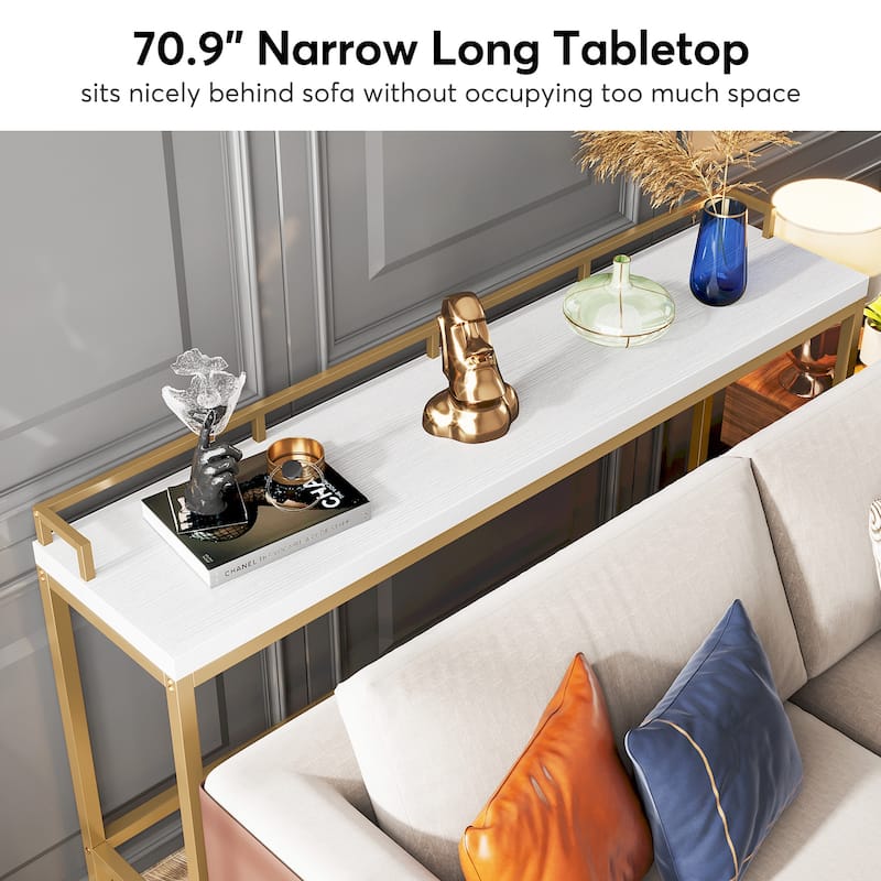 70.9" Extra Long Sofa Console Table, Behind The Couch Table Narrow Entryway Table