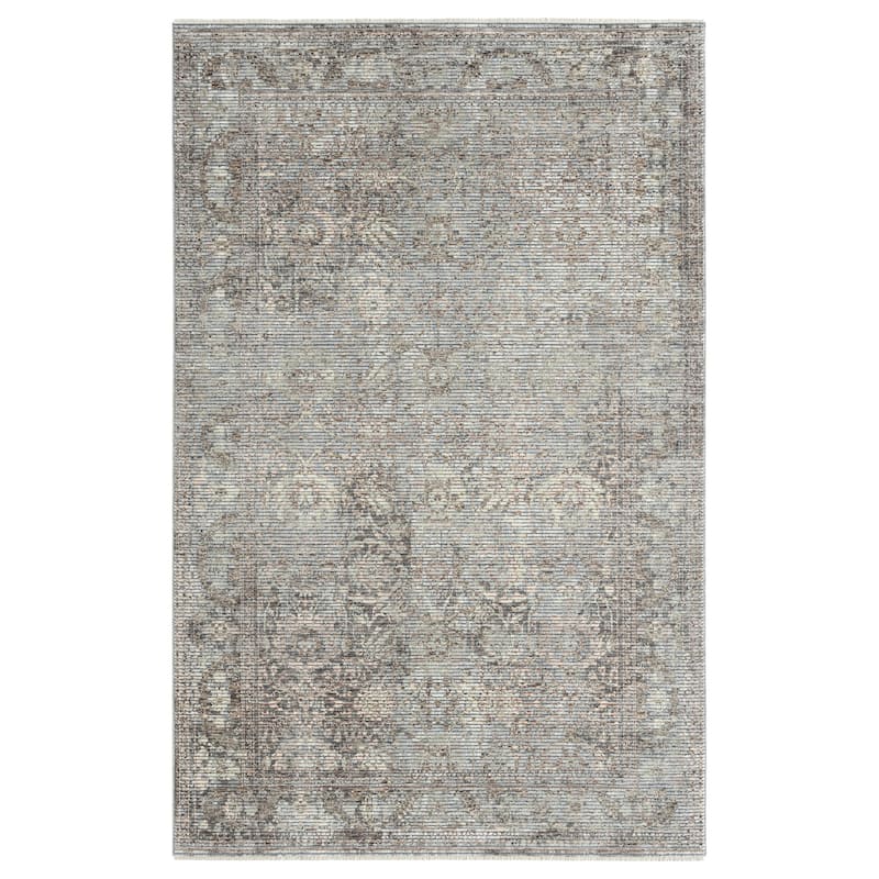 Riviera Collection Floral Light Gray Area Rug