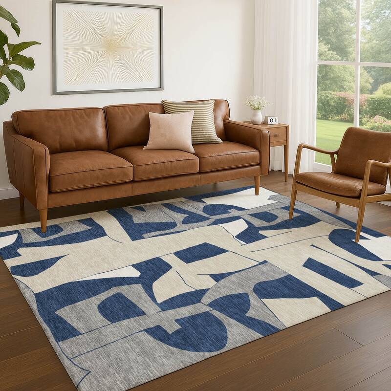 Machine Washable Indoor/ Outdoor Modern Crestone Chantille Rug