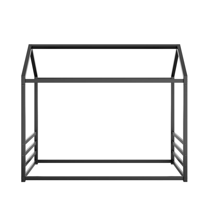 Montessori House Metal Floor Bed with End Guardrails by Harper&Bright Designs