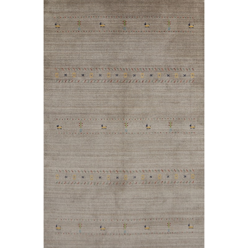 Gabbeh Indian Area Rug Hand-Knotted Oriental Wool Carpet - 5'1" x 7'9"