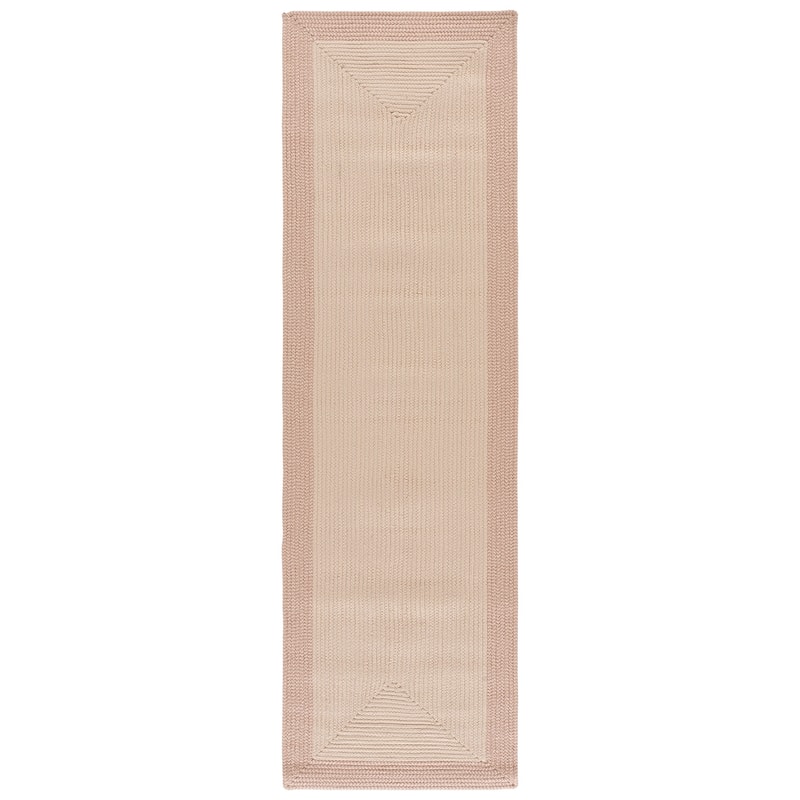 SAFAVIEH Handmade Braided Blodwen Washable Indoor/Outdoor Rug - Weather Resistant & Easy Cleaning - 2'3" x 8' Runner - Ivory/Peach