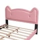 preview thumbnail 4 of 5, Pink Cute Pine Wood Upholstered Platform Bed, Cartoon Ears Headboard, Sturdy Construction