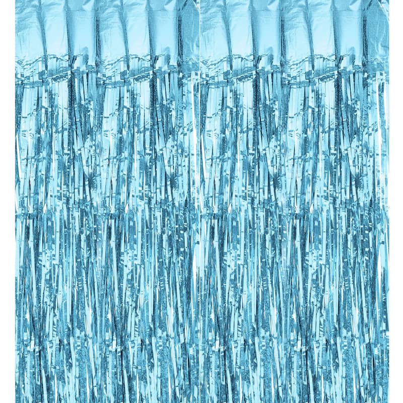 2 Pack Foil Fringe Backdrop Curtains 3.3x6.56 Feet Bling Streamers