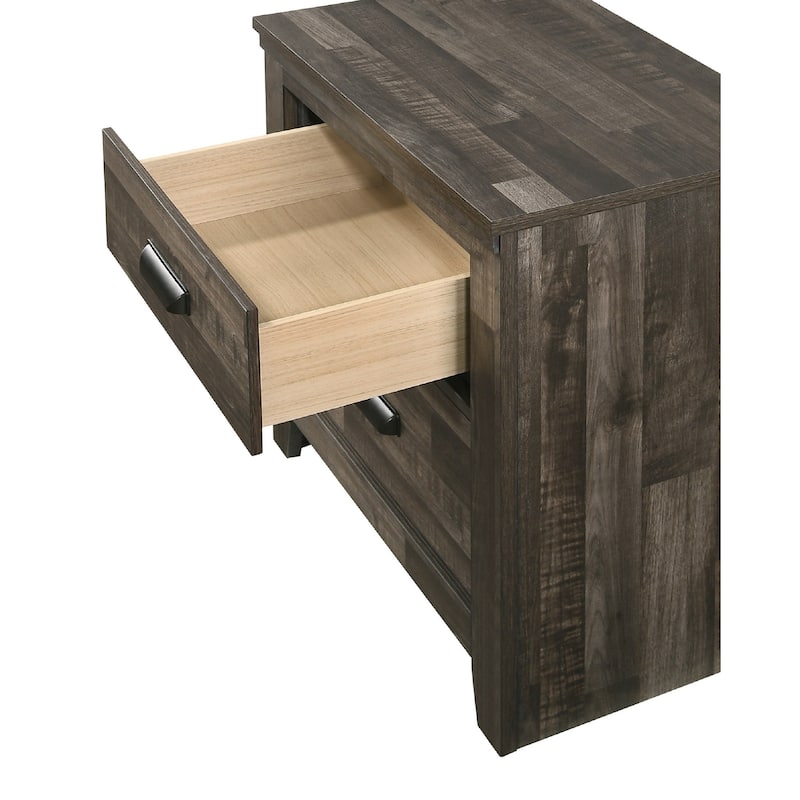 Contemporary 2-Drawer Nightstand End Table Mixed Two Storage Drawers ed Handles Bedroom Furniture