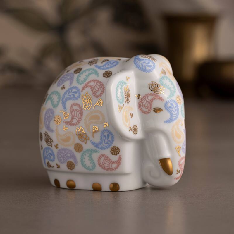 Paisley Gold Elephant Figurine