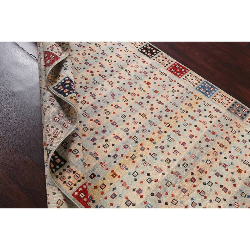 Vegetable Dye Gabbeh Kashkoli Oriental Area Rug Handmade Wool Carpet - 4'11" x 9'5"