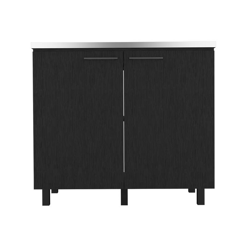 Utility Sink Cabinet with two doors and two shelves for Kitchen - Black