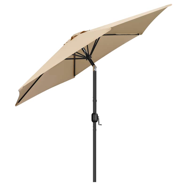 Yaheetech 9ft Patio Umbrella 8 Ribs with Push Button Tilt and Crank - Tan
