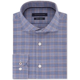 Tommy Hilfiger Men's Collared Dress Shirt Brown Size 17.5X36X37