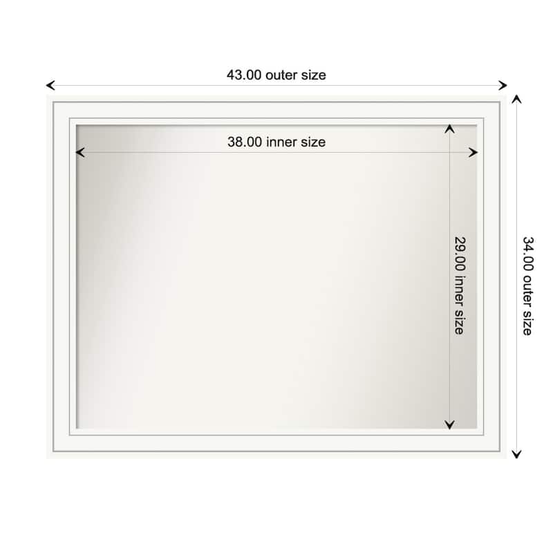 Craftsman White Framed Non-Beveled Custom Wall Mirror, Bathroom Vanity Mirror - Outer Size: 43 x 34